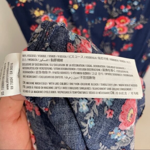 Abercrombie & Fitch Navy Floral Mini Dress with Back Cutout - Picture 8 of 9